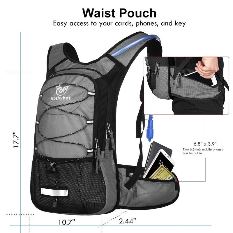 Mothybot Hydration Pack, Insulated Hydration Backpack with 2L BPA Free Water Bladder and Storage, Hiking Backpack for Men, Women, Kids for Running, Cycling, Camping - Keep Liquid Cool up to 5 Hours - Image 3